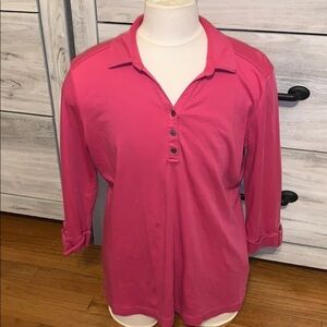 LL bean collared 3/4 sleeve top